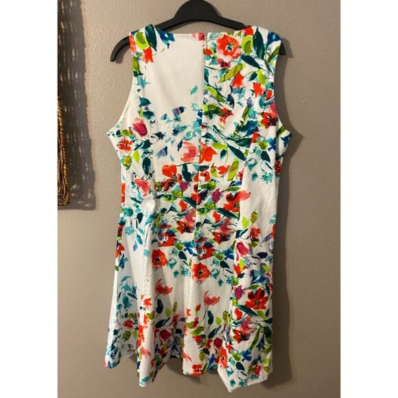 American Living A Line Dress 16 Floral Washable Stretch Cotton Sleeveless Summer - Picture 6 of 7